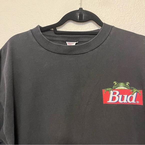 BUD Budweiser Frog Your Pad or Mine Vintage Black T-Shirt for Men Size XL - Picture 3 of 12